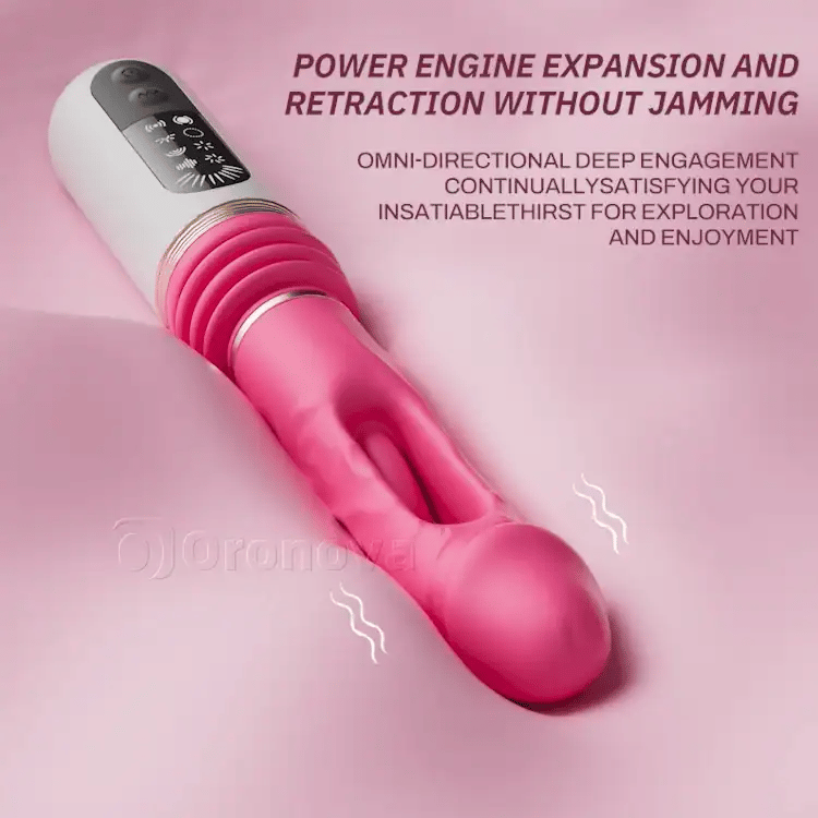 Stødende dildo vibrator med flagrende og vibrerende funktioner