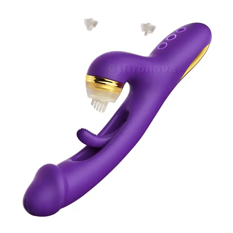 Flappende G-Spot vibrator med silikoneærmer til at tappe, kilde og slikke