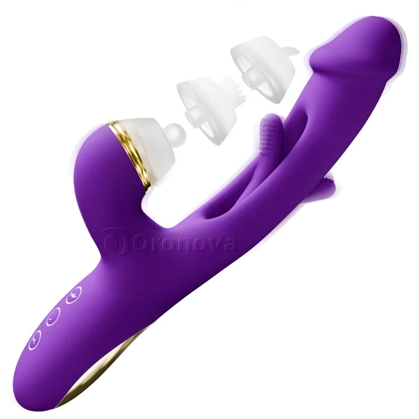 Flapping G-Spot Vibrator med silikonehylstre til tapping, kildren og slikken