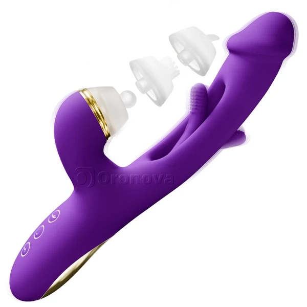 Flappende G-Spot vibrator med silikoneærmer til at tappe, kilde og slikke