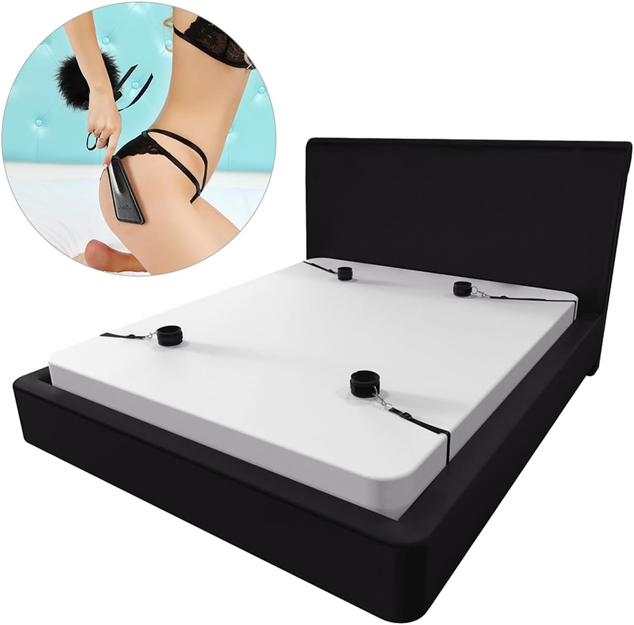 BDSM Bed Restraint Kit with Blindfold & Handcuffs