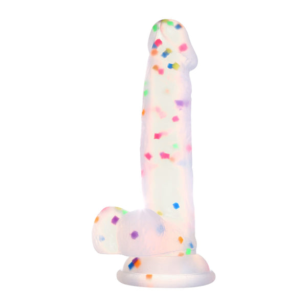 6,5 tommer konfetti silikone dildo med stærk sugekop