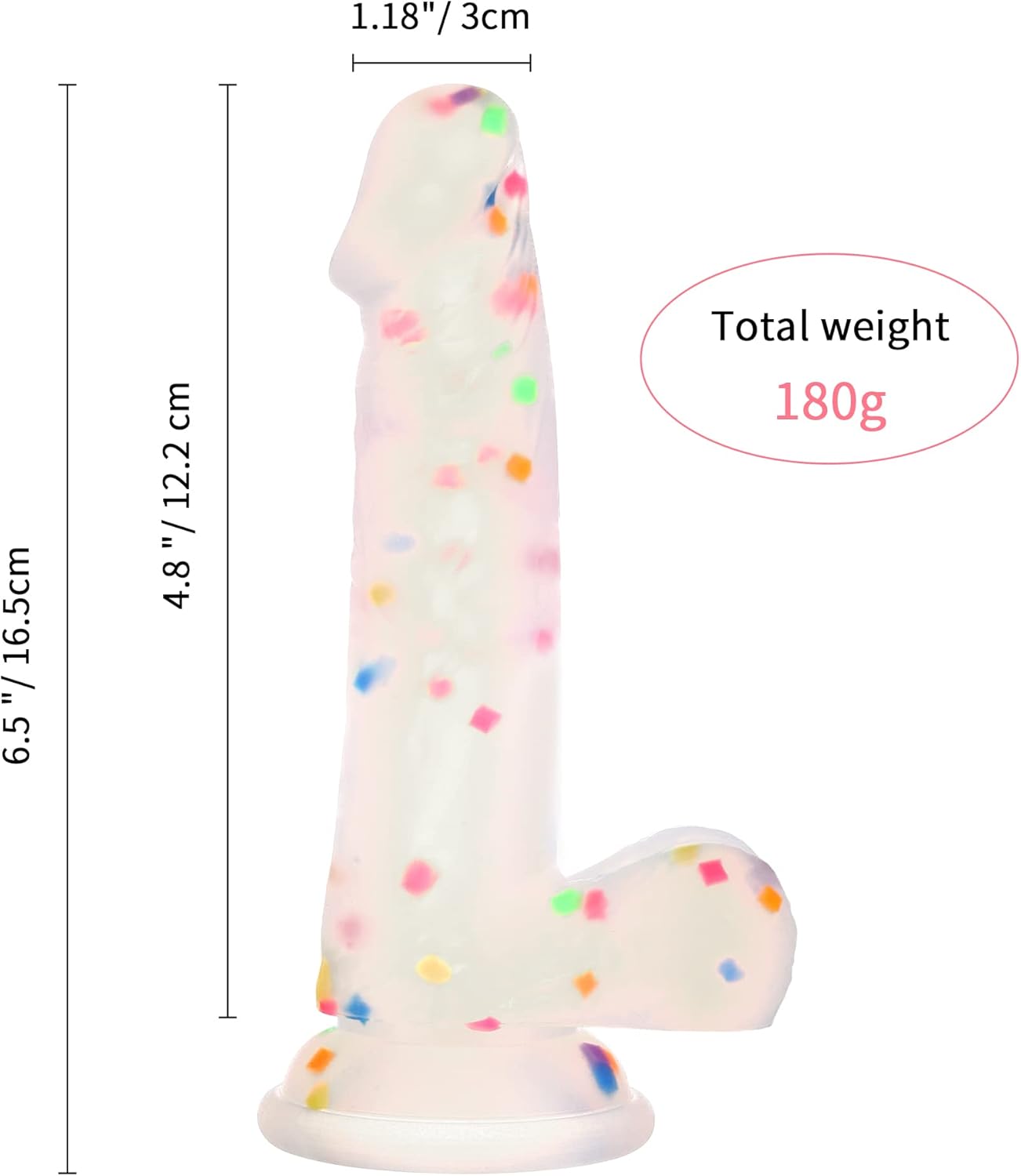6.5 Inch Konfetti Silikone Dildo med stærk sugekop