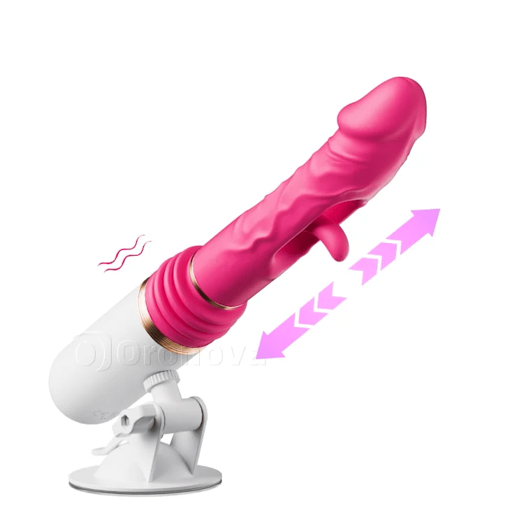 Stødende dildo vibrator med flagrende og vibrerende funktioner