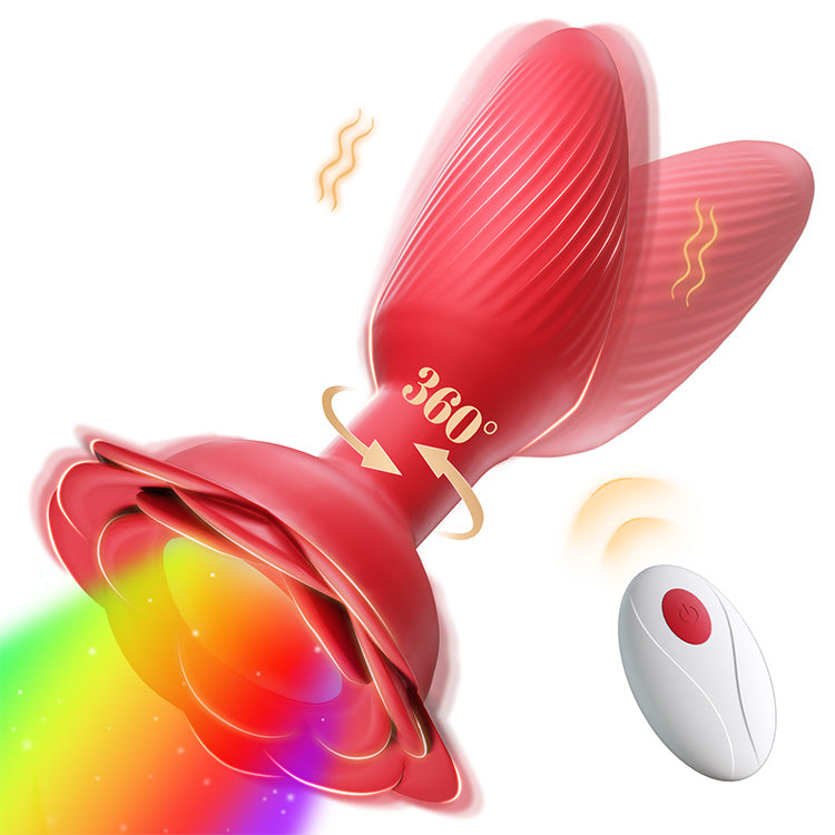 360° roterende vibration med LED-lys og fjernbetjening