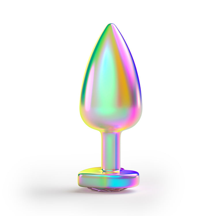 Rainbow Gemstone Metal Anal Butt Plug Set