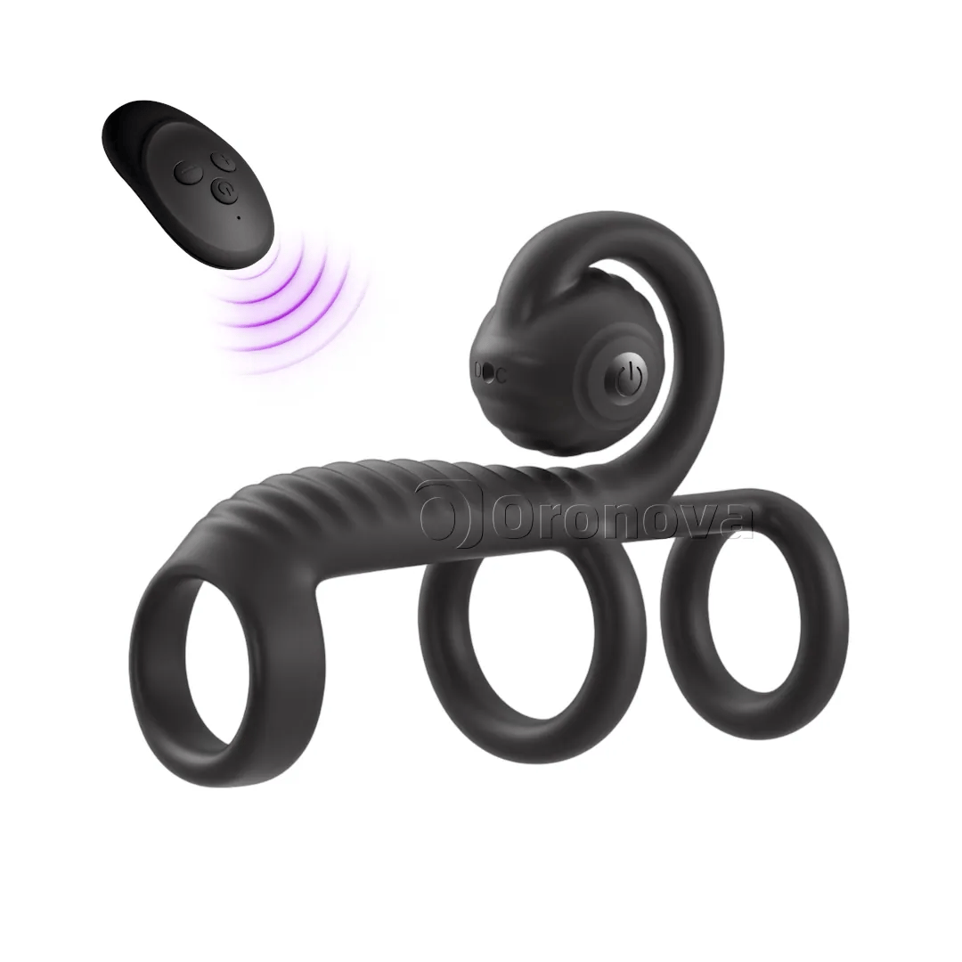 Three Ring Design Dual Vibration Remote Control Rounded Vibration Head