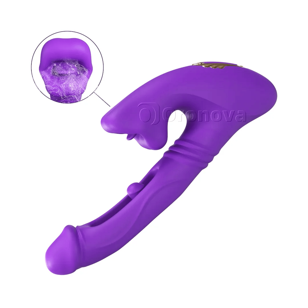Hul penetrerende vibrator med fingertipsvibration, hovedvibration og stimulering af bide-læbe