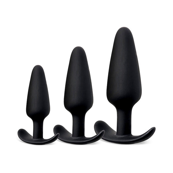 3-Piece Beginner Anal Plug Set with Curved Base