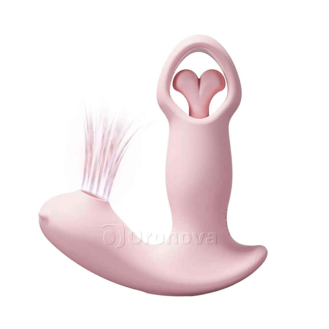 Tre-i-en smart app-styret rotations-, vibrations-, luftstrøms- og pulsvibrator