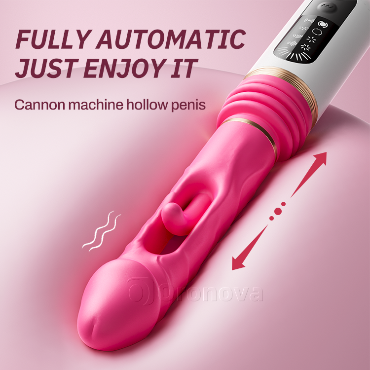 Stødende dildo vibrator med flagrende og vibrerende funktioner