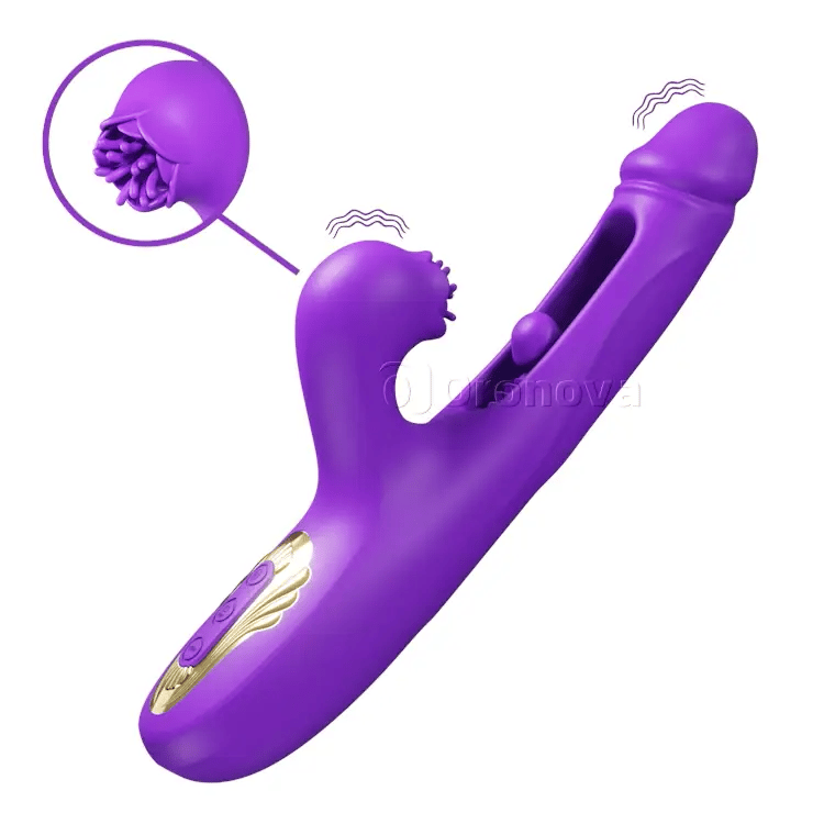 Push-pull vibrator, teasing the clitoris, triple stimulation