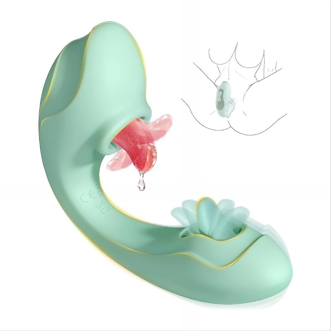 Tunge- og tappevibrator 2-i-1 – slikkende klitorisstimulering med 7 slikke- og 7 tappefunktioner