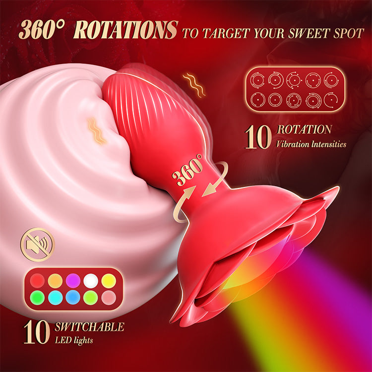 360° roterende vibration med LED-lys og fjernbetjening