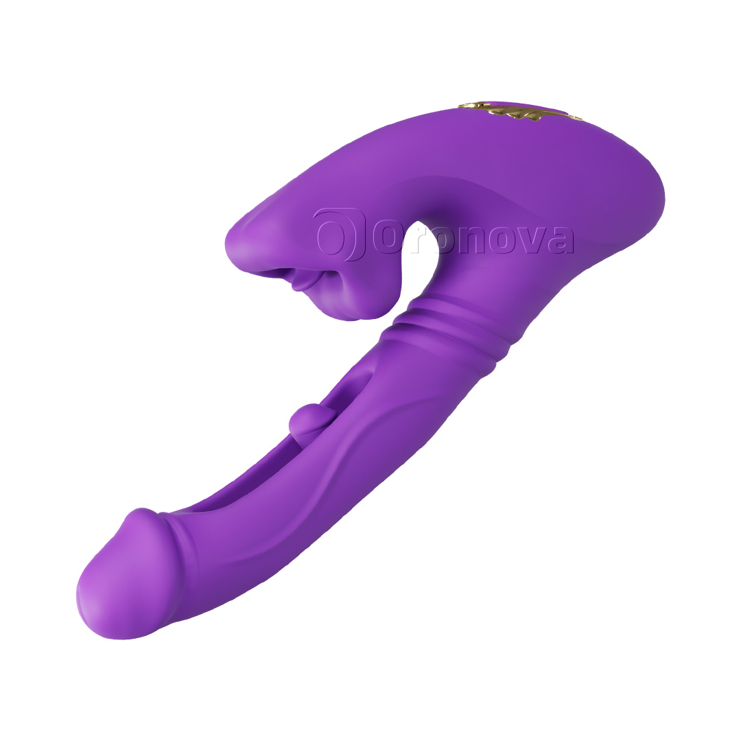 Hul penetrerende vibrator med fingertipsvibration, hovedvibration og stimulering af bide-læbe