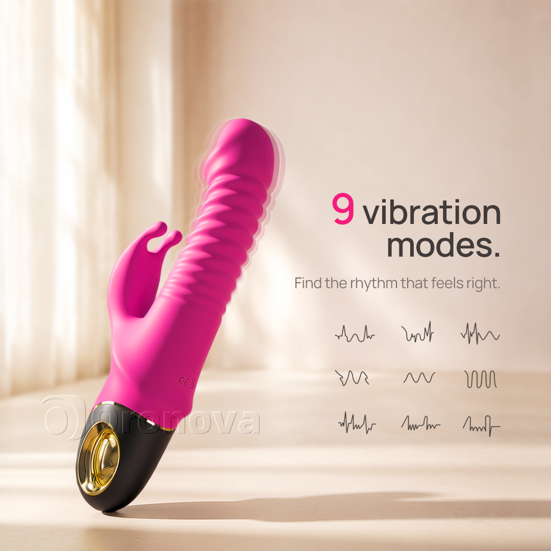 3-i-1-stødende og roterende vibrator med 9 rotationsindstillinger. Uendelige muligheder.