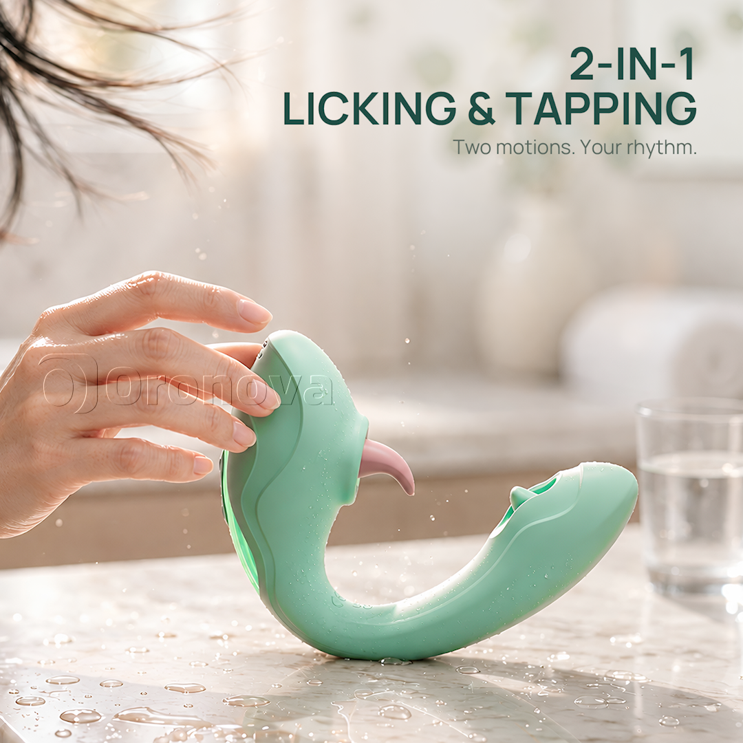 Tunge- og tappevibrator 2-i-1 – slikkende klitorisstimulering med 7 slikke- og 7 tappefunktioner