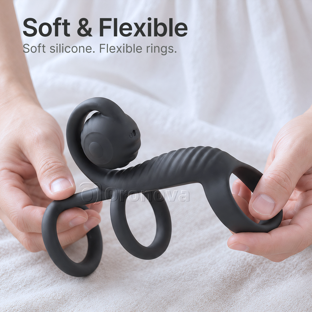 Three Ring Design Dual Vibration Remote Control Rounded Vibration Head