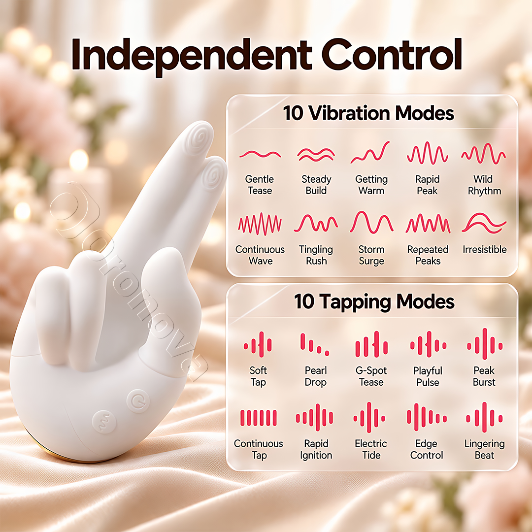 Håndformet varmevibrator–10 vibrationsfunktioner, 10 bankemønstre og stimulering med to fingre
