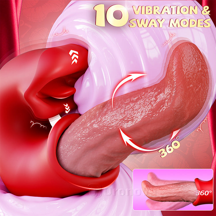 3-i-1 dildo vibrator – Rose legetøj med G-punkt, klitoris- og tungefunktion
