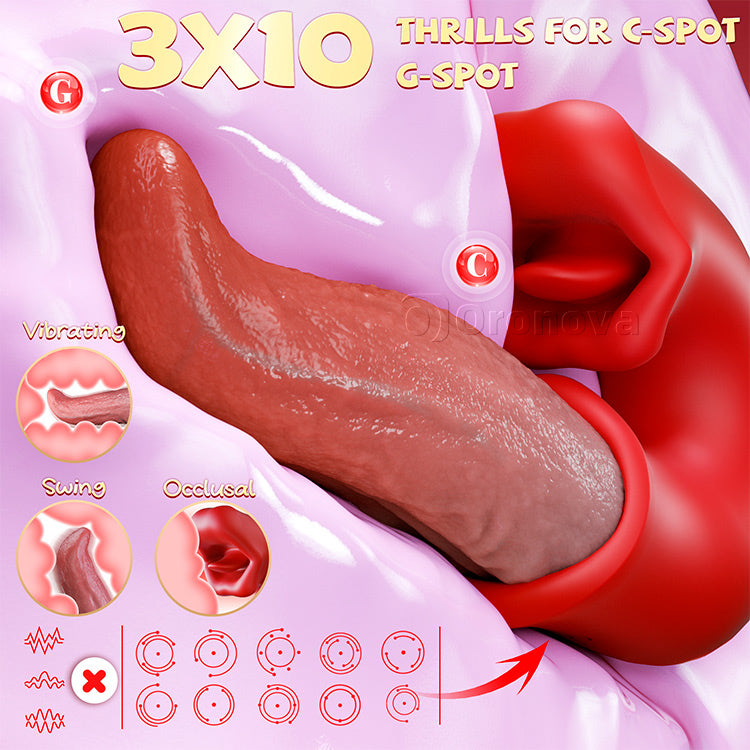 3-i-1 dildo vibrator – Rose legetøj med G-punkt, klitoris- og tungefunktion