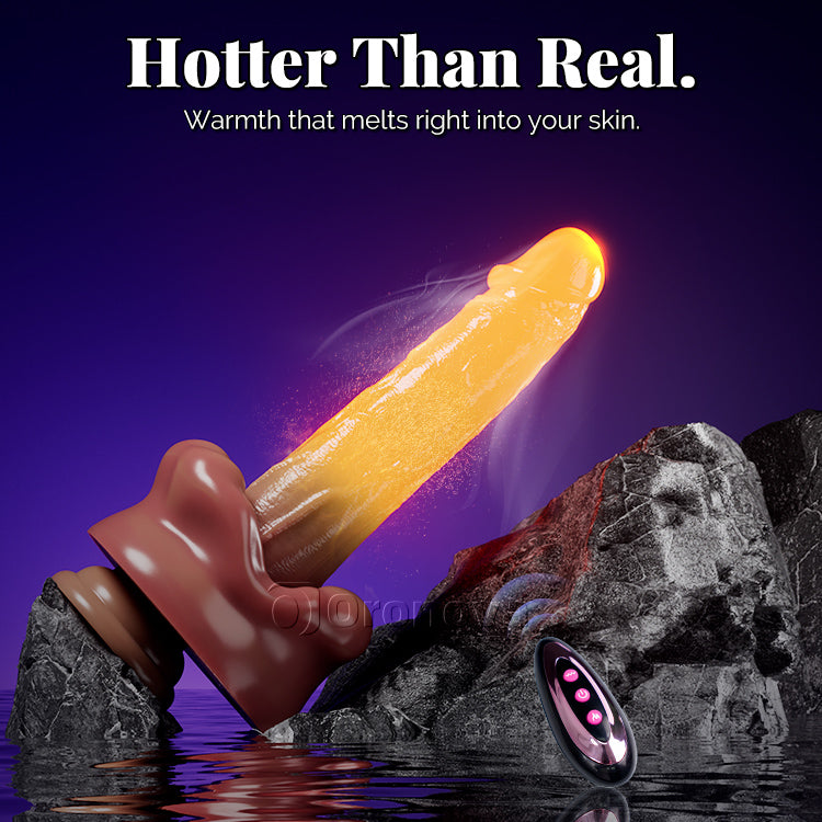 9-tommer mundvibrerende dildo med varme og fjernbetjening
