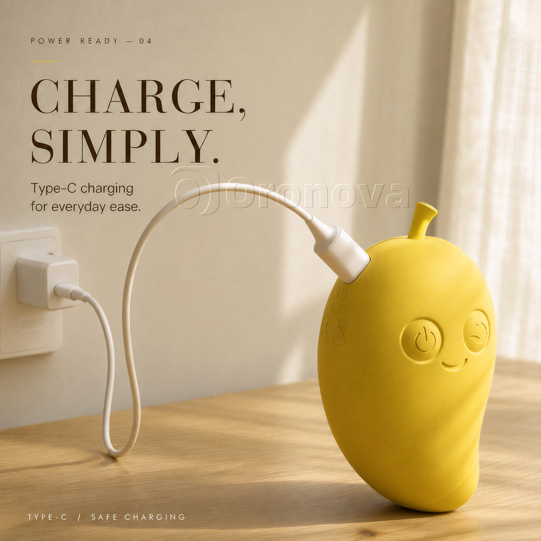 Mango- og bananfarvet 2-i-1 Bluetooth-vibrator med dobbelt stimulering, sugefunktion og bankefunktion