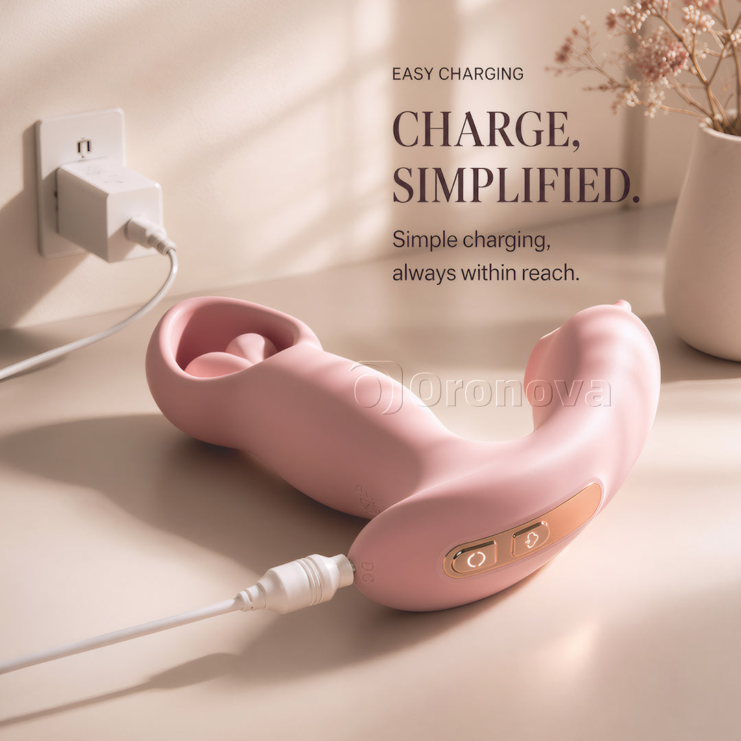 Tre-i-en smart app-styret rotations-, vibrations-, luftstrøms- og pulsvibrator