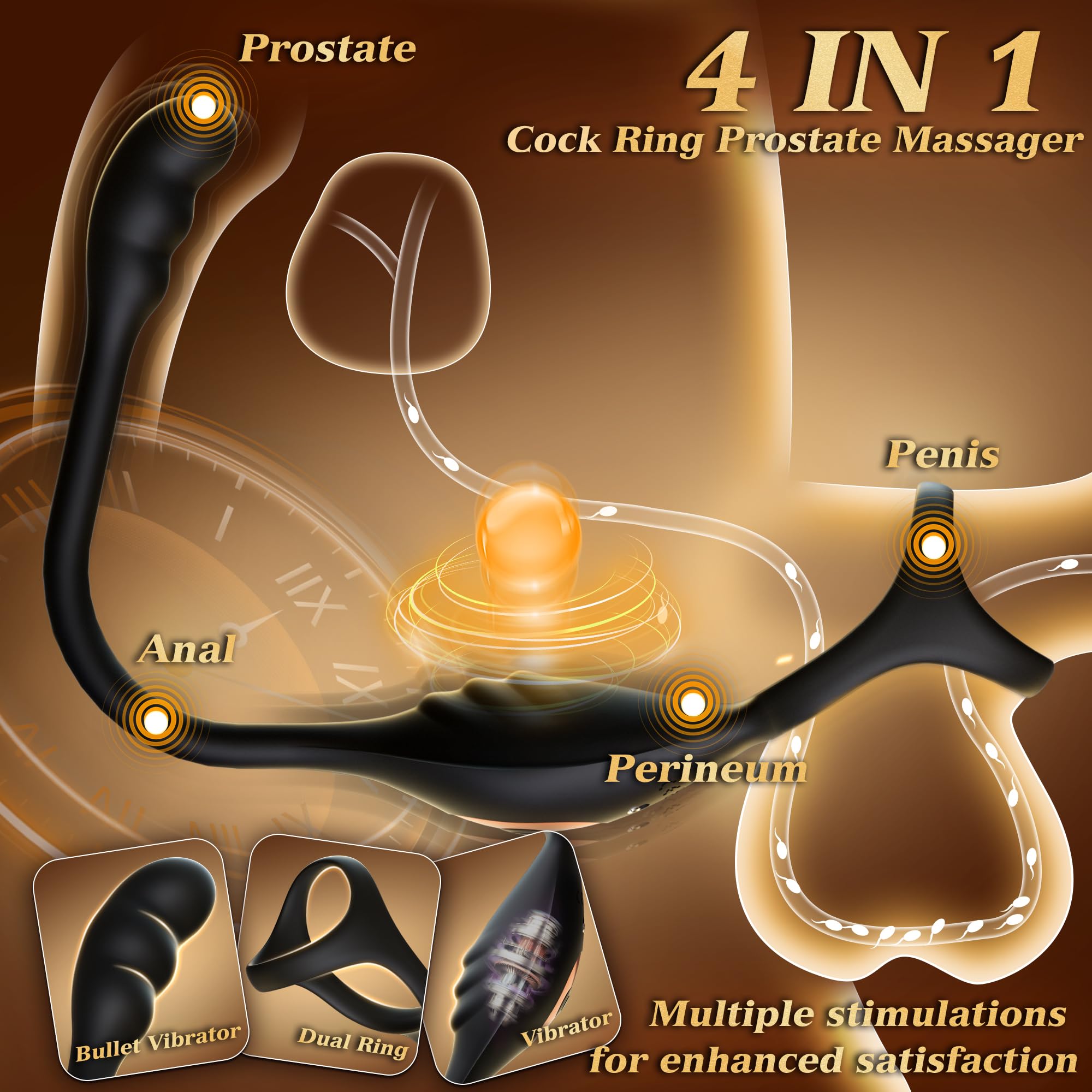 Fjernbetjent prostata massager & vibrerende penisring – 10 intense tilstande