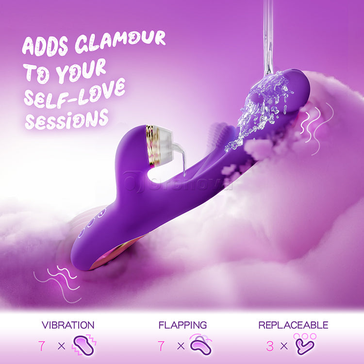 Flapping G-Spot Vibrator med silikonehylstre til tapping, kildren og slikken