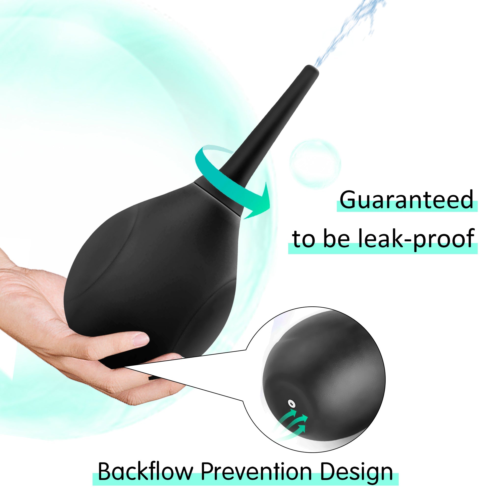 Black Silicone Enema Bulb with Soft Nozzle for Anal Cleaning and Comfort