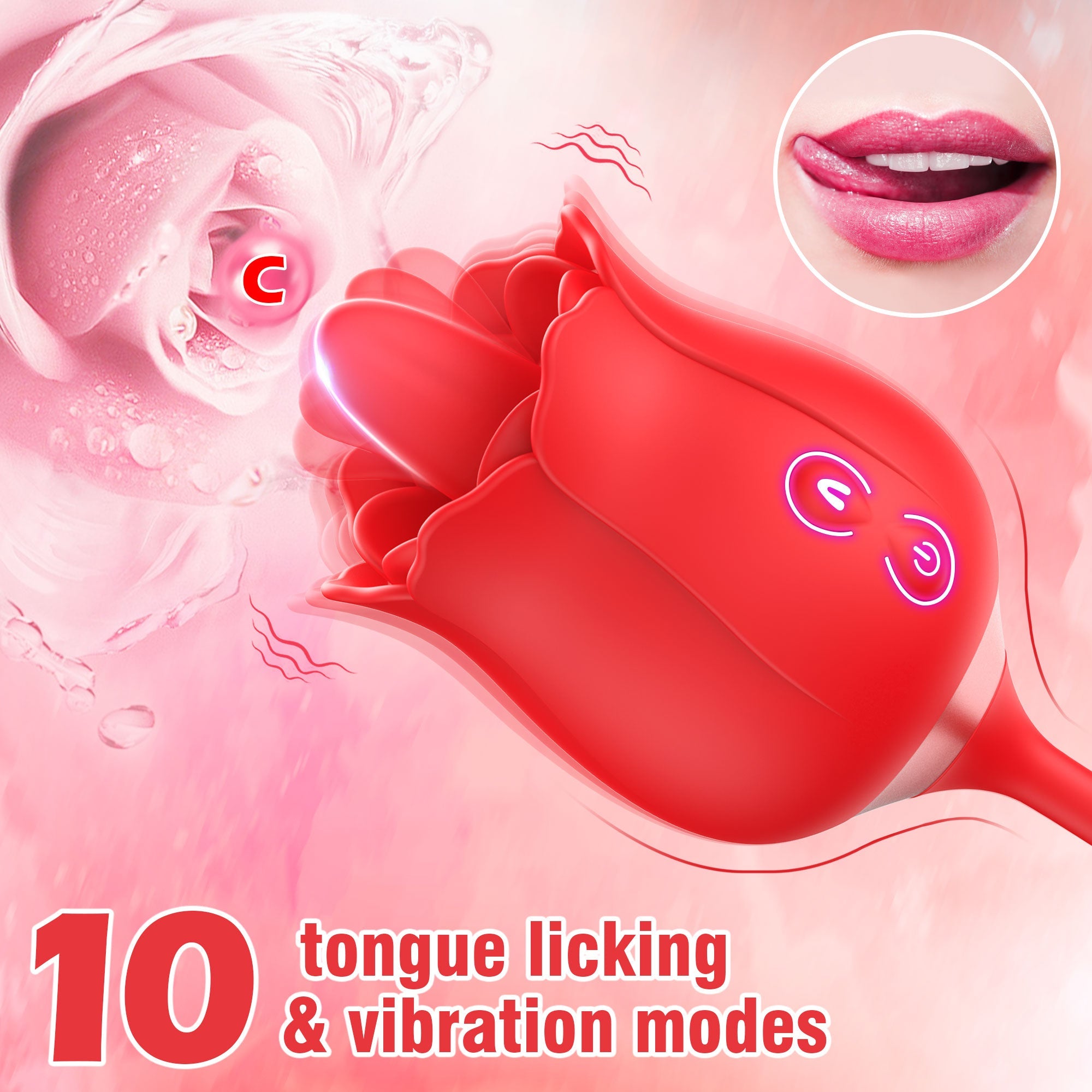 Rose Sex Vibrator - Stødende & Slikkende