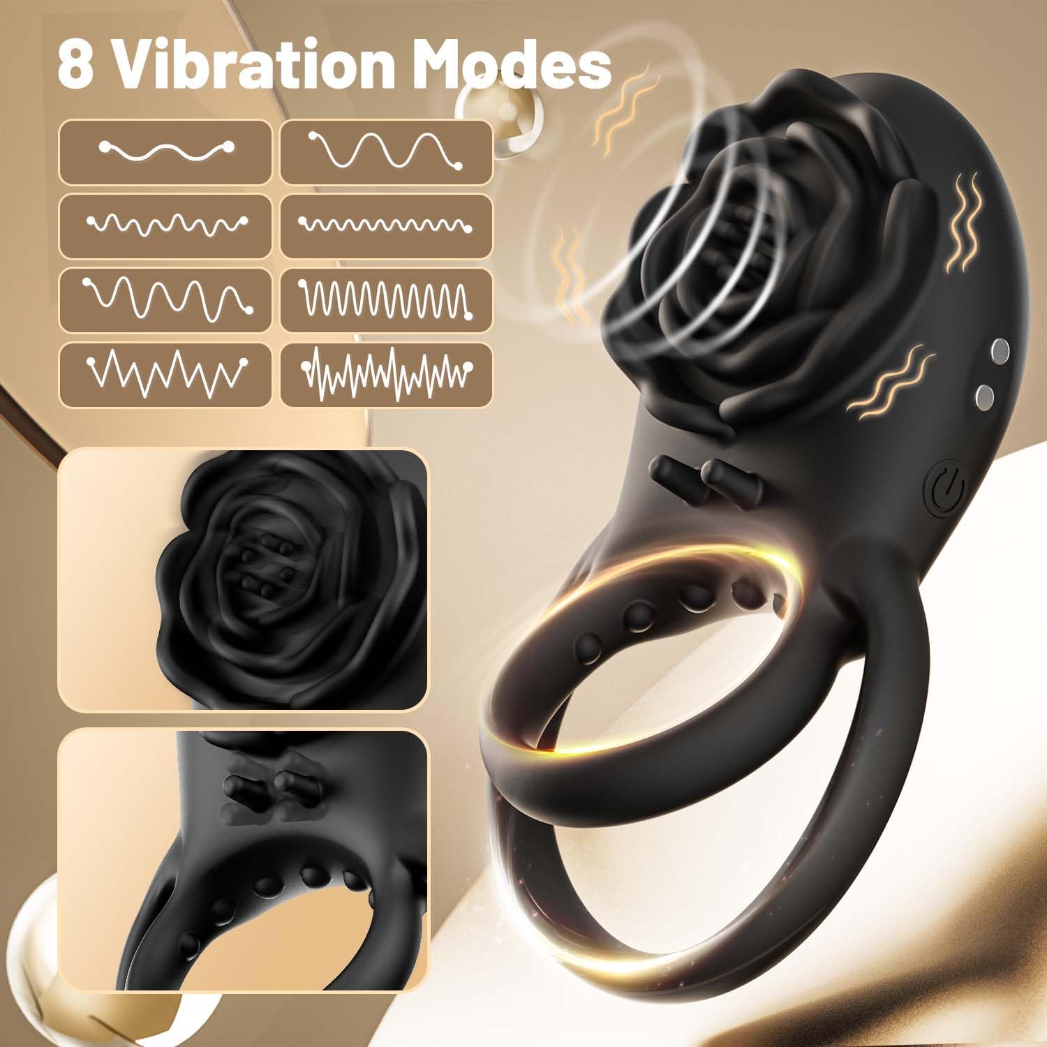 Enchanting Rose Vibrating Penis Ring with Clitoral Stimulation