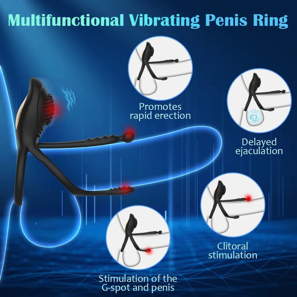 2-i-1 Vibrerende Penisring med Klitorisstimulation