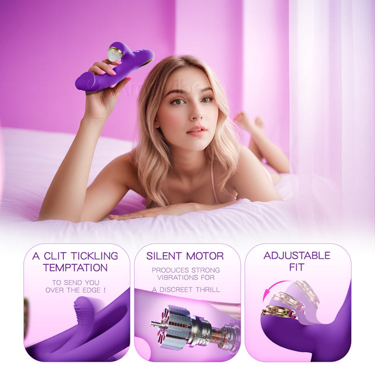 Flapping G-Spot Vibrator med silikonehylstre til tapping, kildren og slikken