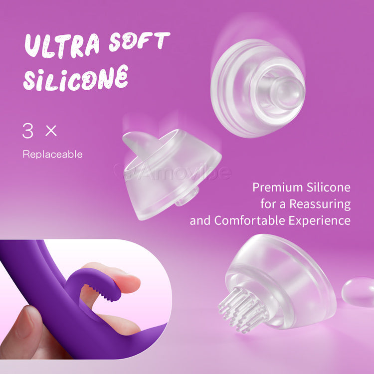 Flapping G Spot Vibrator - Udskiftelige Silikonehylstre til Tappe-, Kildre- og Slikkefunktioner