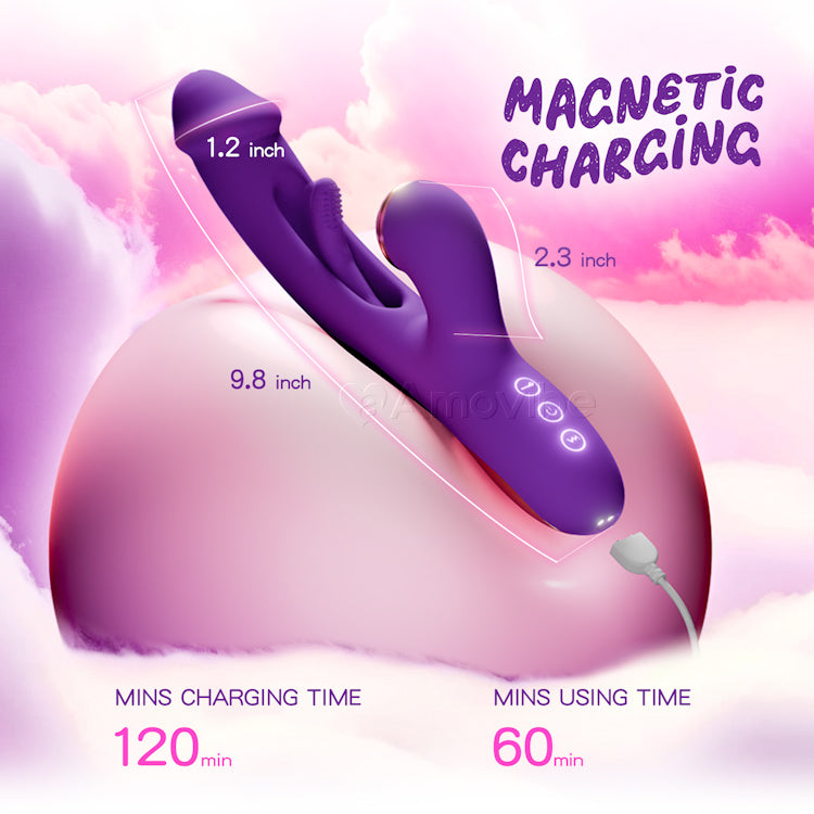 Flapping G-Spot Vibrator med silikonehylstre til tapping, kildren og slikken