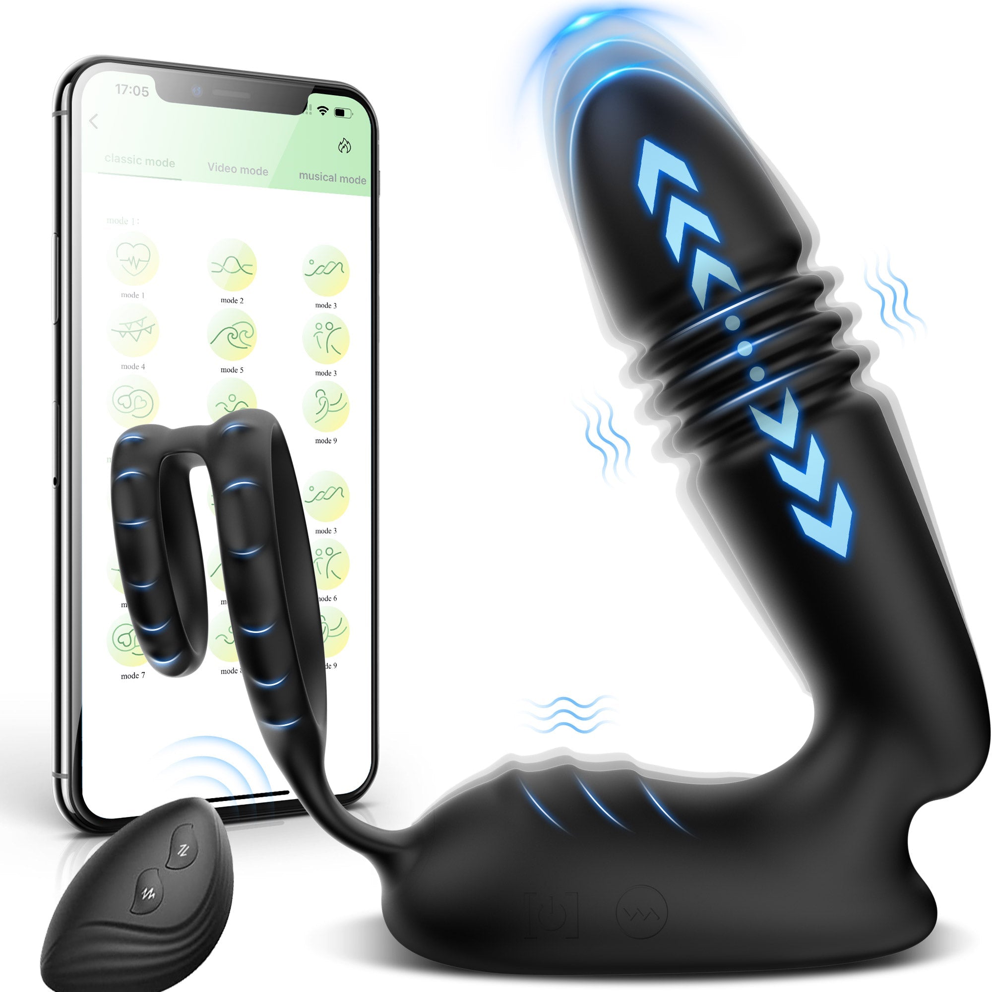 Stødende prostata massager - Vibrerende & App-styret