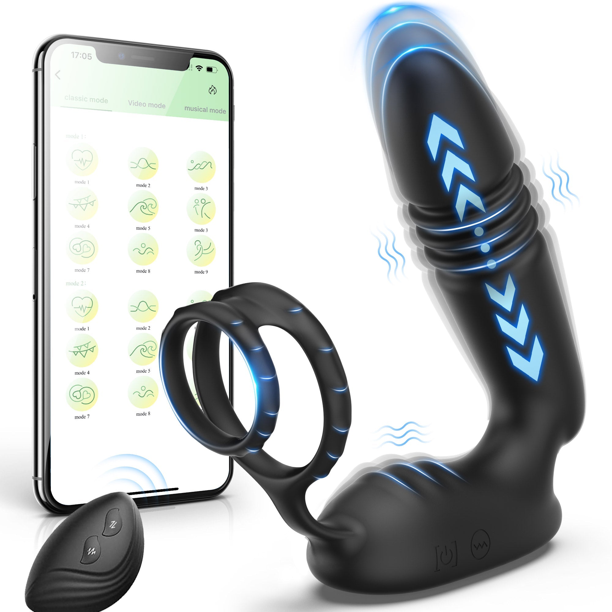 Stødende prostata massager - Vibrerende & App-styret